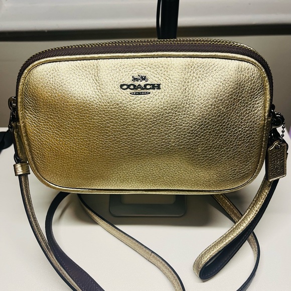 Coach Handbags - Coach Gold Sadie Crossbody Clutch